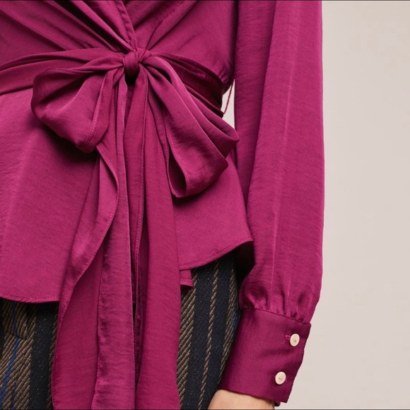 ❌sold❌ Moulinette Soeur Raspberry Brynn Tie Blouse - Picture 2 of 8